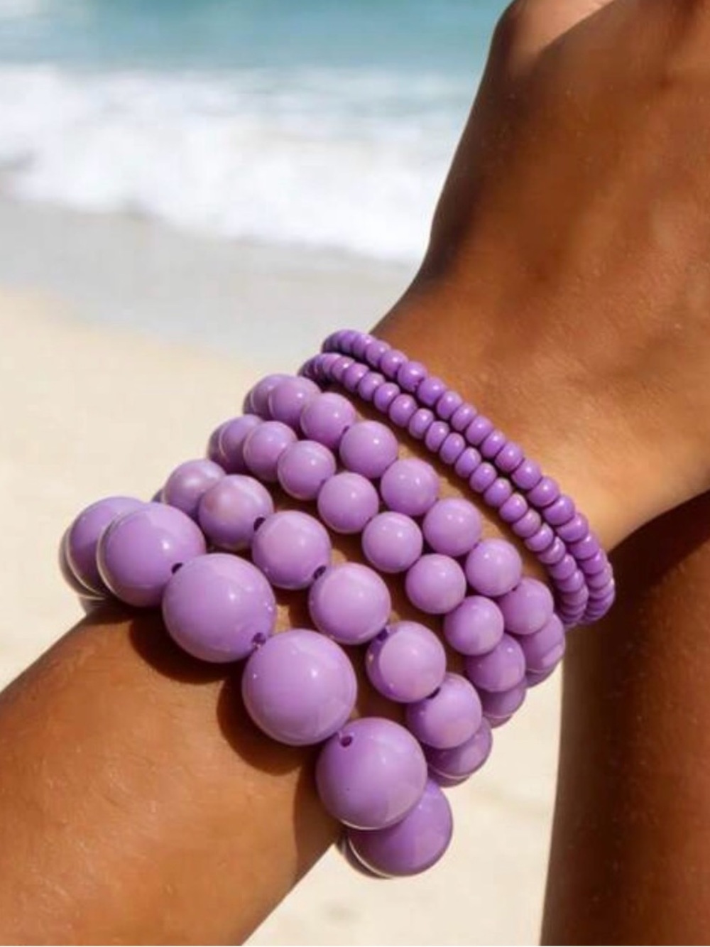 Lavender Bead Bracelet Stack